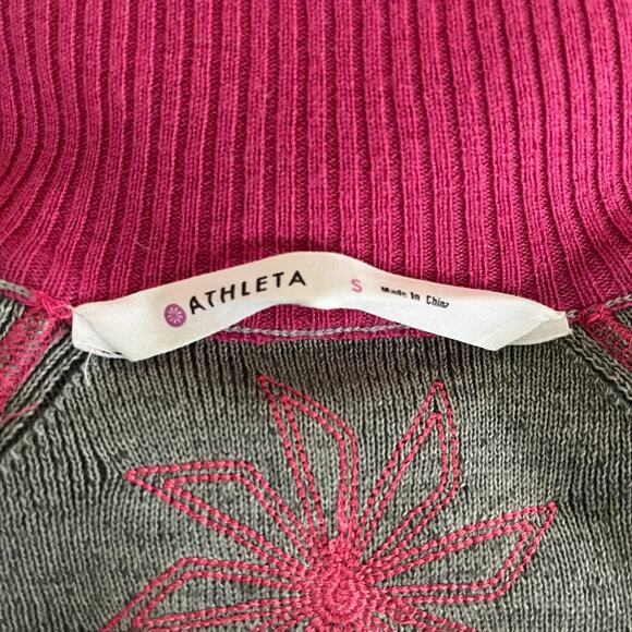 Athleta Women's Giant Slalom Full Zip Sweater Gray Pink Small - Picture 8 of 10